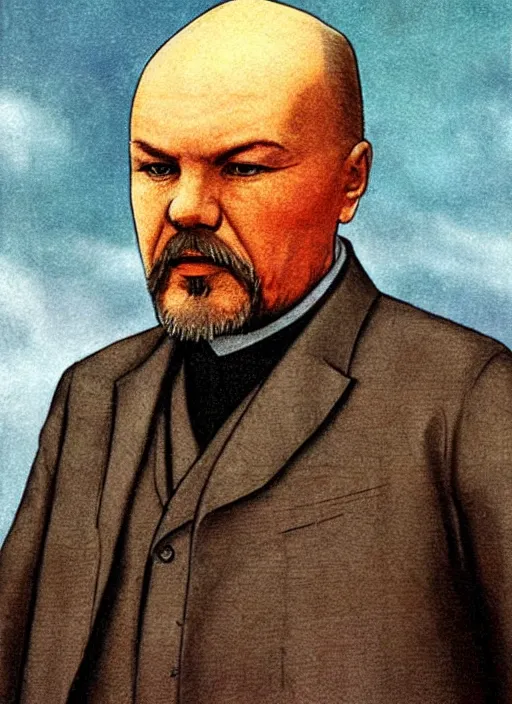 Image similar to lenin makes world revolution art in realistic style