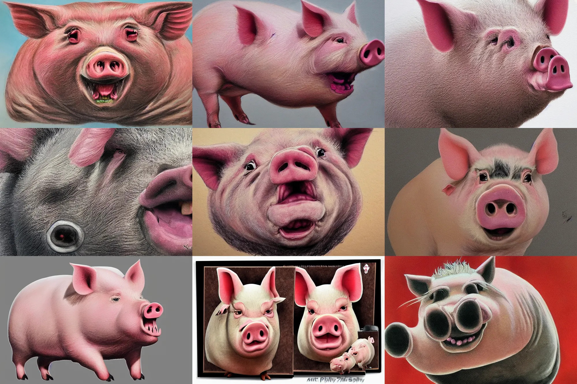 Prompt: angry pig, front photo, cartoon, realistic colors, super quality, powerful detail