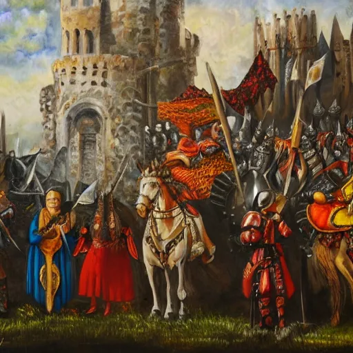 Image similar to spanish regional knights, fantasy, oil on canvas