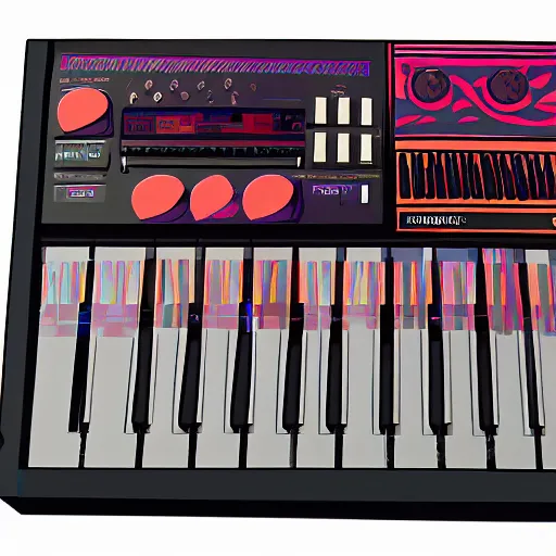 Image similar to psychodelic linocut of an Akai MPC-60