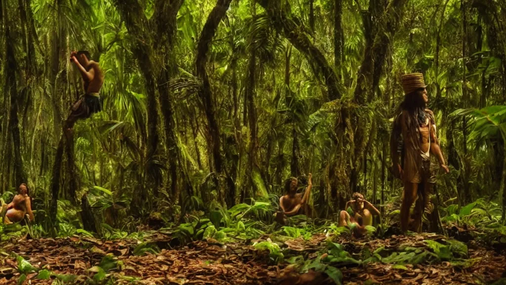 Prompt: movie scene of a ayahuasca trip, movie still, cinematic composition, cinematic light, by andrzej zuławski