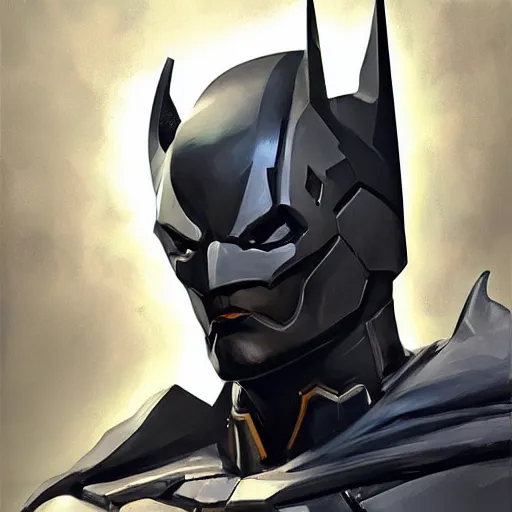 Image similar to greg manchess portrait painting of fully armored bruce wayne aka batman as overwatch character, medium shot, asymmetrical, profile picture, organic painting, sunny day, matte painting, bold shapes, hard edges, street art, trending on artstation, by huang guangjian and gil elvgren and sachin teng