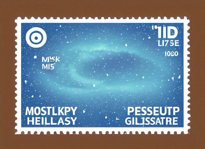 Image similar to a minimalistic isometry of milky way galaxy as a postage stamp