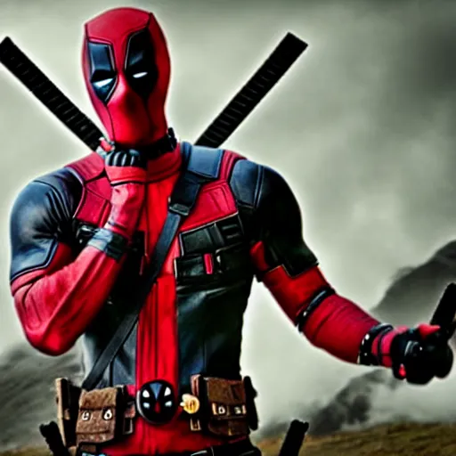 Image similar to Deadpool as a Viking hyper realistic 4K quality