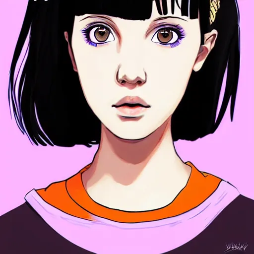 Image similar to a portrait of Millie Bobby Brown, anime art style