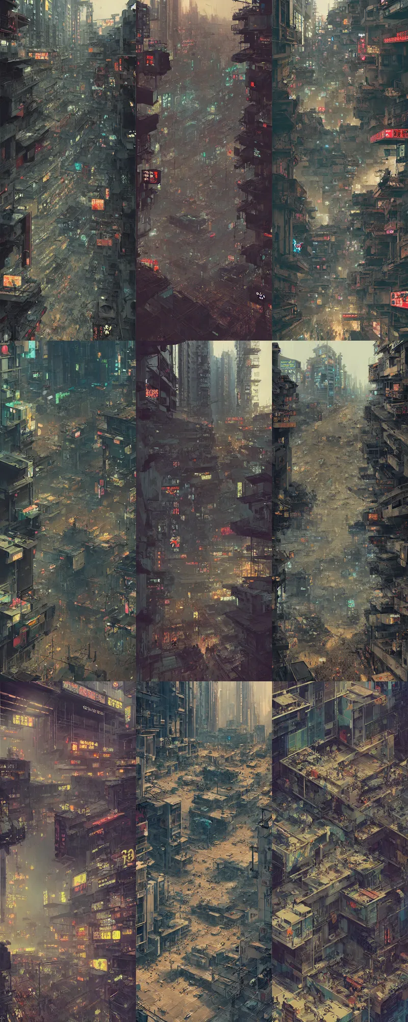Prompt: ultra realistic duotone olive illustration of beautiful apocalyptic cyberpunk kowloon balcony scene lots of signs and giant lcd displays, composition accidental renaissance golden ratio, by sachin teng and sergey kolesov and ruan jia and heng z and wlop. scifi, fantasy, hyper detailed. octane render. concept art. trending on artstation