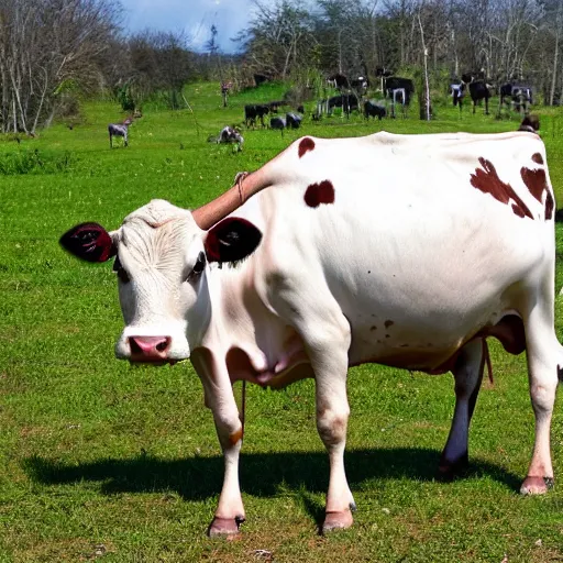 Prompt: a cow with vitiligo