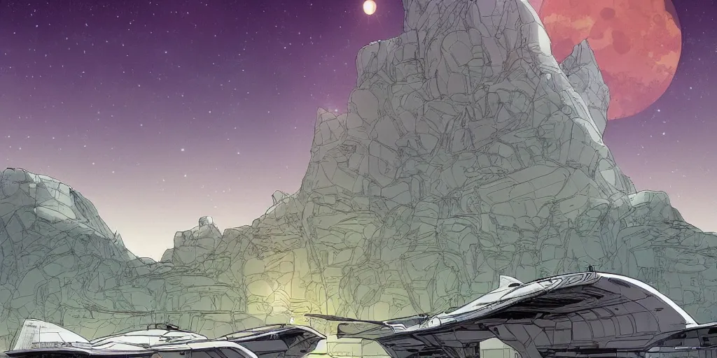 Image similar to stunning landscape of a spaceship in a dramatic setting by brian k. vaughan