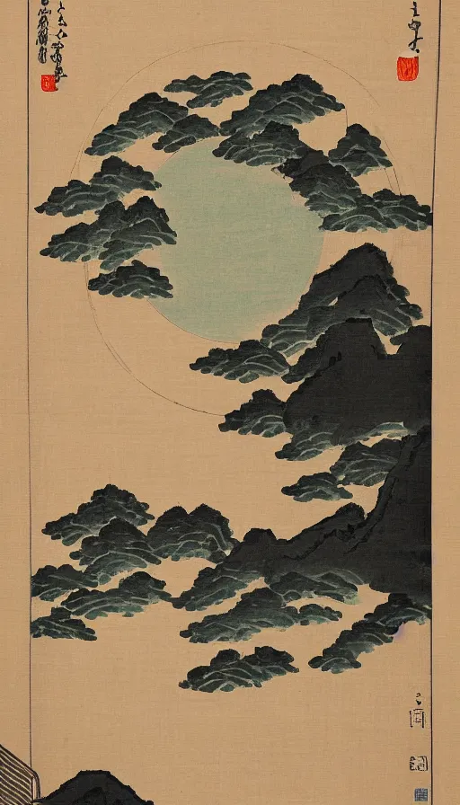 Prompt: classical japanese painting of planet earth. calligraphy