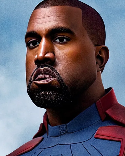 Prompt: film still close - up shot of kanye west as captain america from the movie captain america : the first avenger. photographic, photography