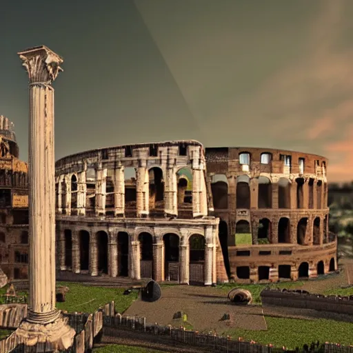 Prompt: sprawling gothic city of Ancient Rome in HD; trending on arstation