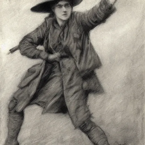 Image similar to ww 1 action heroine by alfred stevens in charcoal