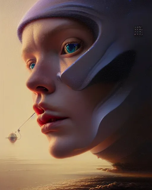 Prompt: a hyper - detailed 3 d render like an oil painting of dreambotmothership's self portrait, surreal concept art, lifelike, photorealistic, digital painting, aesthetic, smooth, sharp focus, artstation hd, by greg rutkowski, bruce pennington, valentina remenar and asher duran,