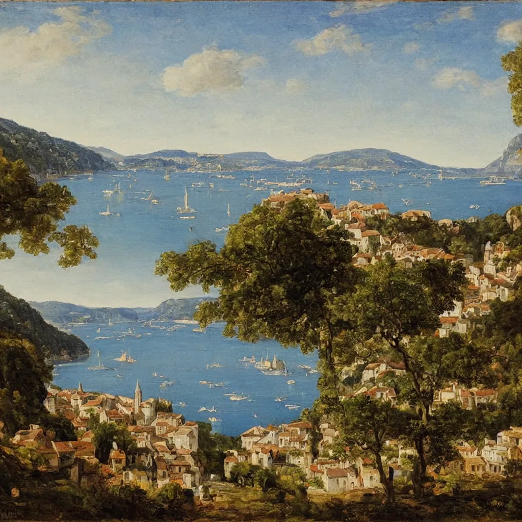 Prompt: view of Ville Franche sur Mer by Claude Lorraine