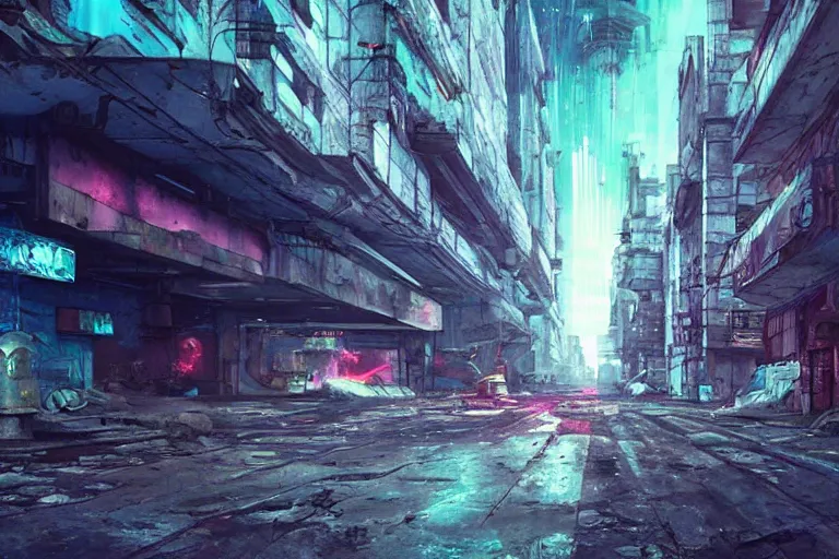 Prompt: derelict soviet cyberpunk street cinematic infinity detailed art,