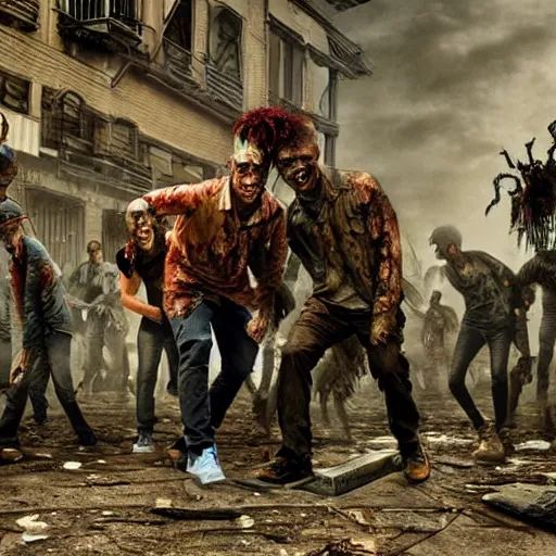 Image similar to zombies crumping in a post - apocalyptic dystopian city