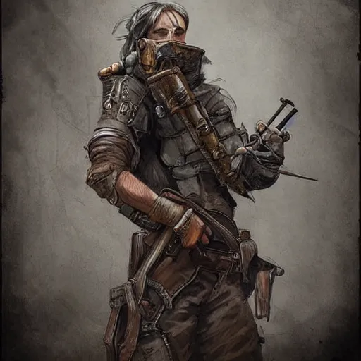 Image similar to full body concept art of a post-apocalyptic gunslinger/paladin in the style of high fantasy art in the style of Wild west art art trending on artstation deviantart Pinterest detailed High Resolution HD 8k