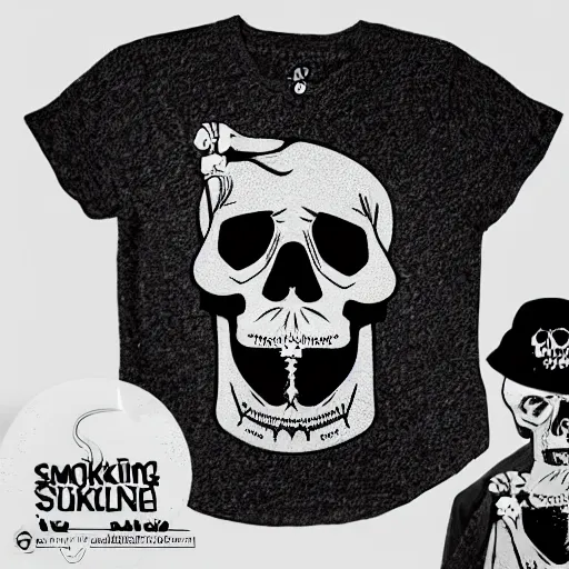 Image similar to smoking skull line art, graphic tees