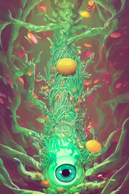 Image similar to roots cactus sushi cristal smurf ghost creature animal sushi cristal very big eye roots cactus elemental flush of force nature micro world fluo fishscale, behance hd by jesper ejsing, by rhads, makoto shinkai and lois van baarle, ilya kuvshinov, rossdraws radiating a glowing aura global illumination ray tracing hdr