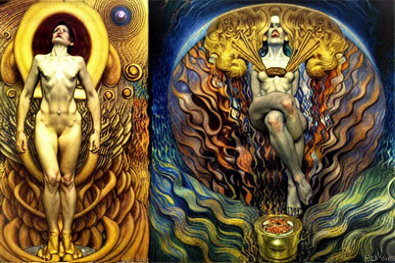 Image similar to Divine Chaos Engine by Karol Bak, Jean Delville, William Blake, Gustav Klimt, and Vincent Van Gogh, symbolist, visionary