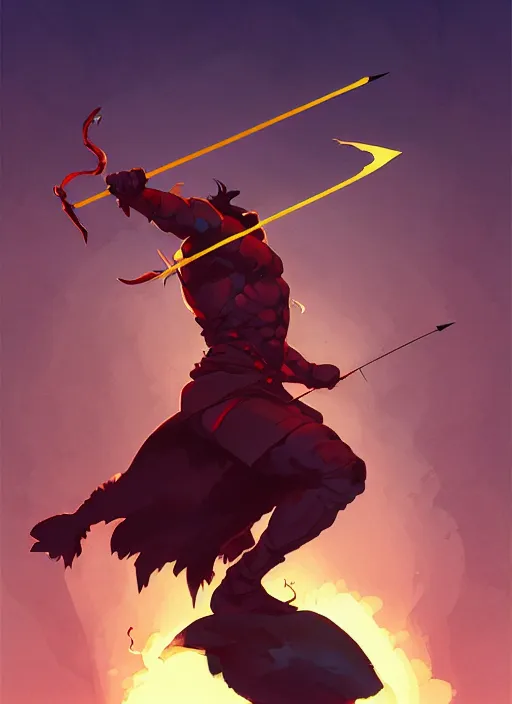 Prompt: a male warrior being hit by an arrow, in the style of artgerm, gerald brom, atey ghailan and mike mignola, vibrant colors and hard shadows and strong rim light, plain background, comic cover art, trending on artstation