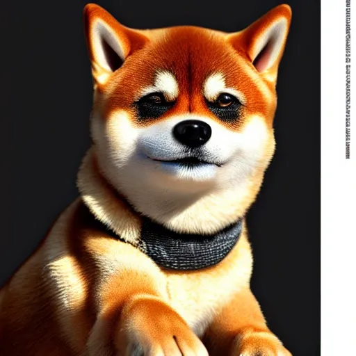 Image similar to shiba inu smoking a cigar, white background, photo - realistic, coherent, symmetrical