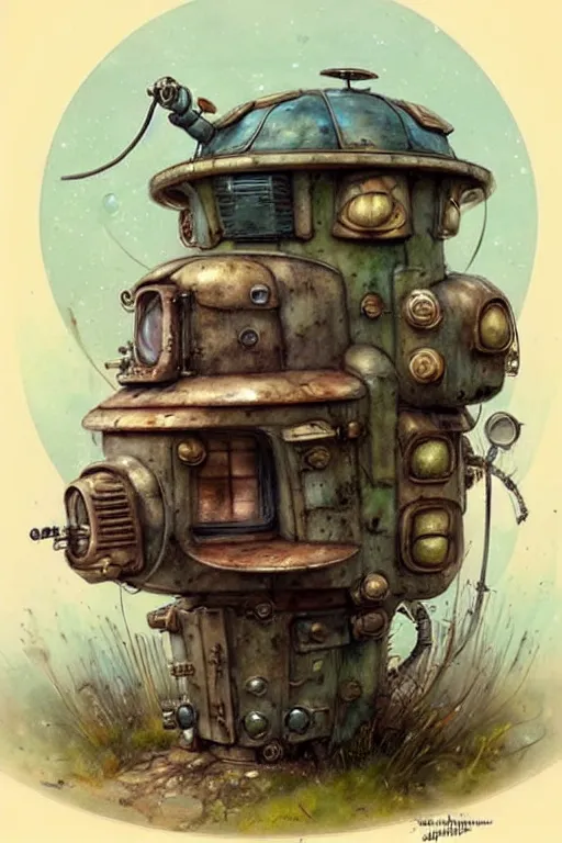 Image similar to (((((1950s steampunk turtle robot house . muted colors.))))) by Jean-Baptiste Monge !!!!!!!!!!!!!!!!!!!!!!!!!!!