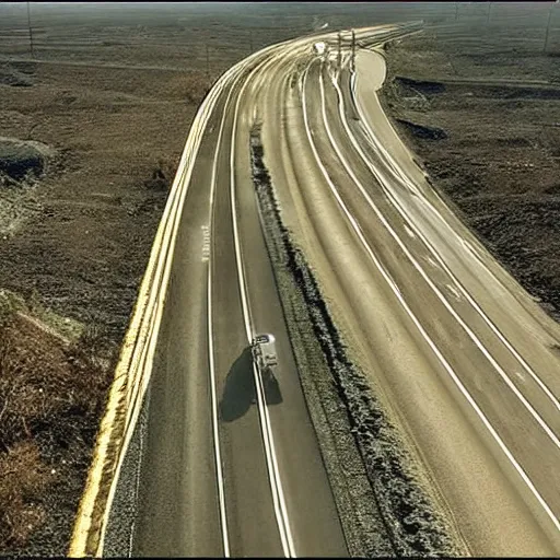 Image similar to an epic cinematic 8K HD movie shot of a highway