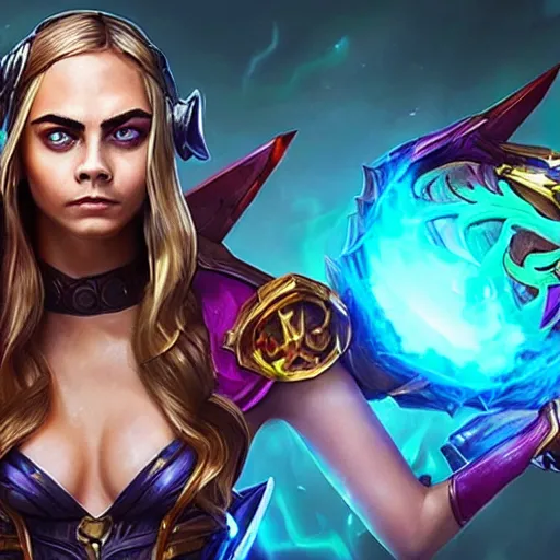 Prompt: Cara Delevingne as a League of Legends champion