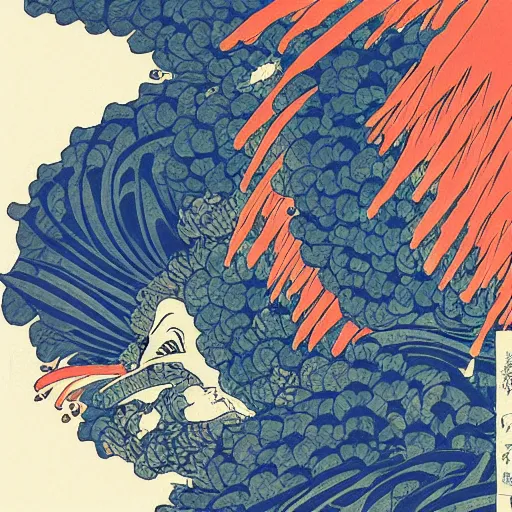 Image similar to generative dirty abstract art by katsushika hokusai, storybook illustration, cool color palette, in a symbolic and meaningful style