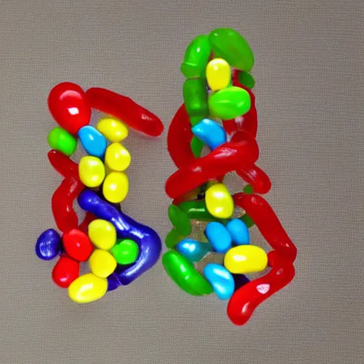 Image similar to nucleic acid double helix made of jelly beans