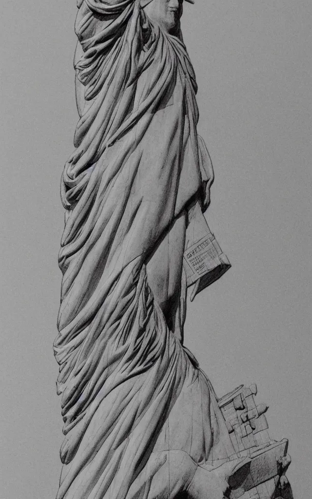 Prompt: horses statue of liberty blueprints drawn by davinci