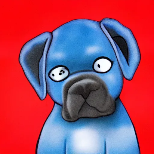 Prompt: cute 3 eyed blue puppy red background, in the style of youtube profile pictures