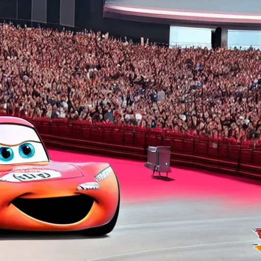 Image similar to photo of lightning mcqueen on stage at the academy awards