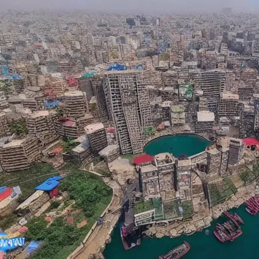 Image similar to drone footage of karachi, high quality, day time