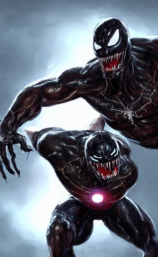 Image similar to venom as ironman, dynamic lighting, photorealistic fantasy concept art, trending on art station, stunning visuals, terrifying, creative, cinematic