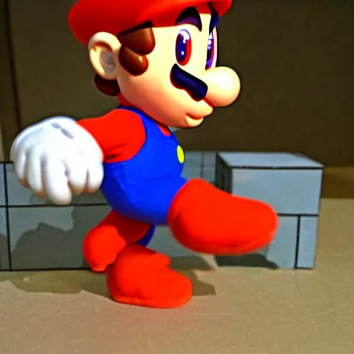 Image similar to claymation mario doing something ridiculous