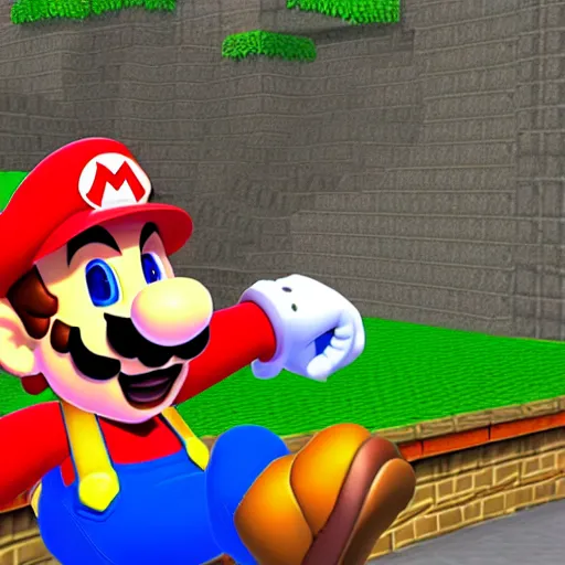 Prompt: screenshot from super mario 64