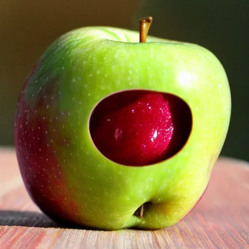 Prompt: An apple made of ruby.