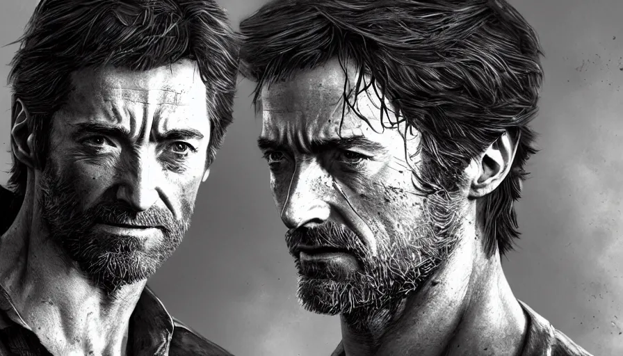 Prompt: Hugh Jackman is Joel Miller from The Last of Us, hyperdetailed, artstation, cgsociety, 8k