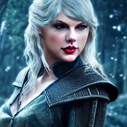 Image similar to Taylor Swift in The Witcher 3, gameplay, 8k, HD