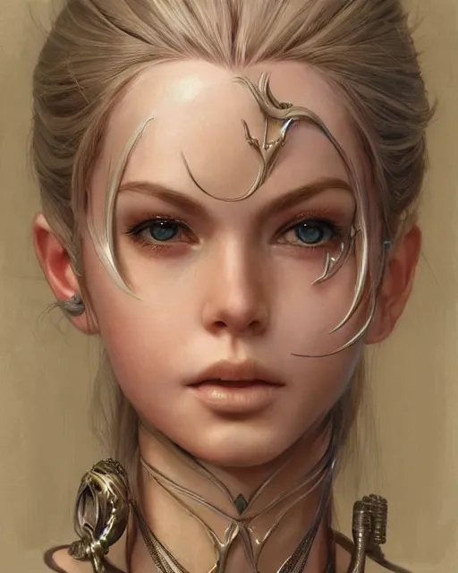 Image similar to human barbie portrait | highly detailed | very intricate | symmetrical | whimsical and magical | soft cinematic lighting | award - winning | closeup portrait | balthier final fantasy | painted by donato giancola and mandy jurgens and charlie bowater | pastel color palette | featured on artstation