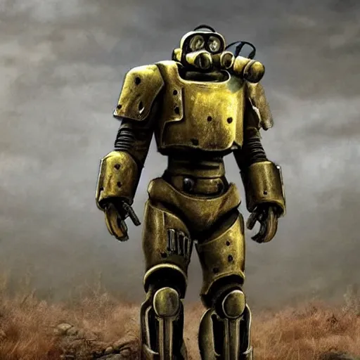 Image similar to fallout power armor, photo, realistic