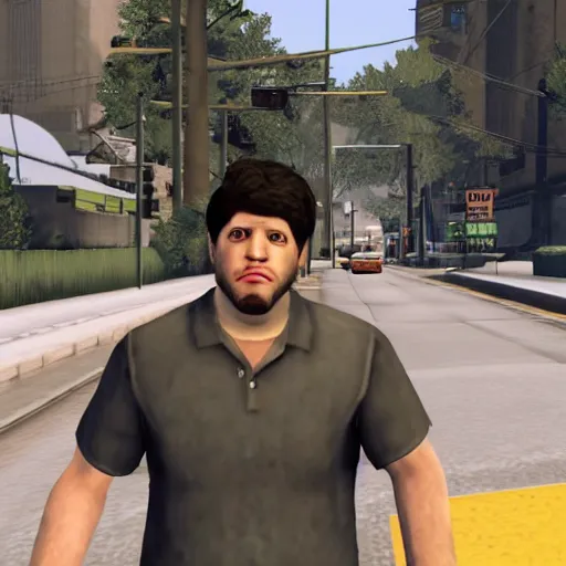 Prompt: JonTron in GTA, screenshot