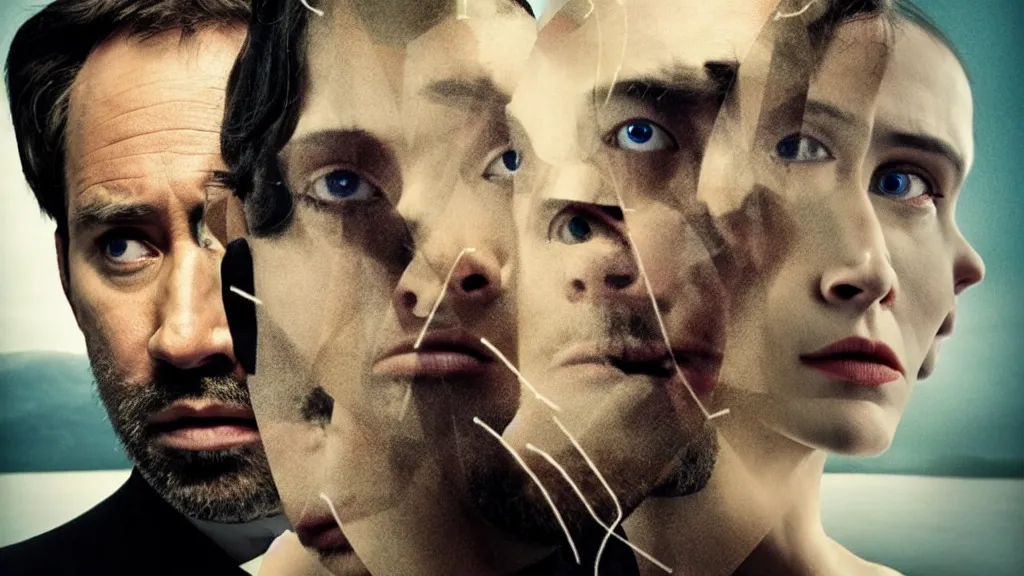 Prompt: the wrong face, film still from the movie directed by Denis Villeneuve with art direction by Salvador Dalí,