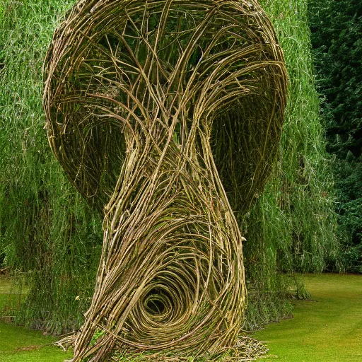 Image similar to living willow sculpture of a dome, by Patrick Dougherty, high detail, 8k, nature photography