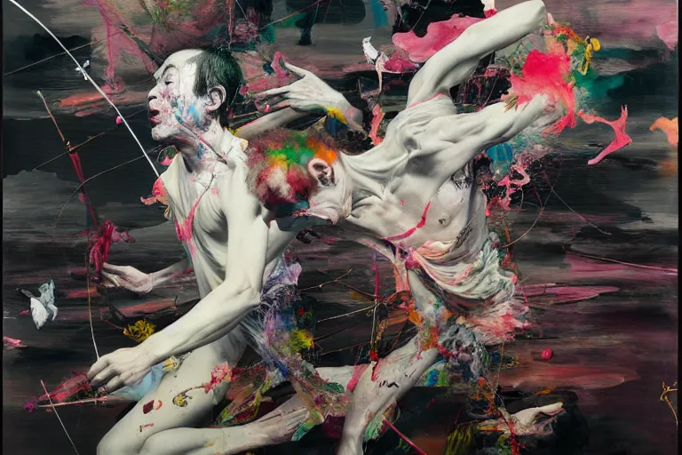 Image similar to the physical impossibility of death, extremely detailed, by painted by francis bacon, adrian ghenie, james jean and petra cortright, part by gerhard richter, part by takato yamamoto. 8 k masterpiece