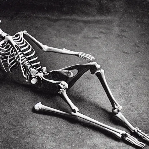 Image similar to Victorian Photograph of a skeleton outside