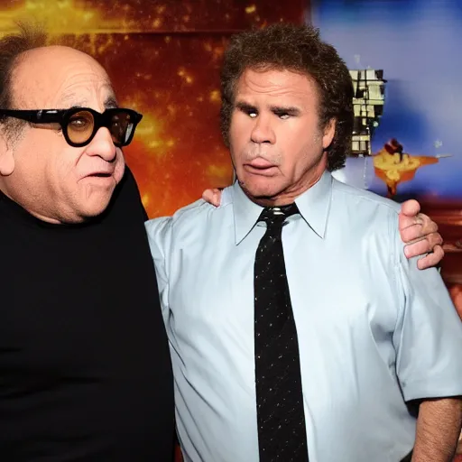 Image similar to danny devito and will ferrell in a fight to the death