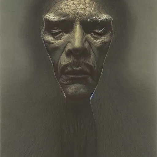 Image similar to king by Zdzisław Beksiński, oil on canvas